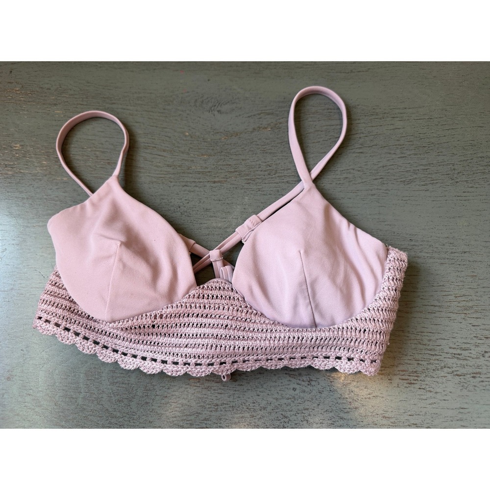 Shade & Shore Lavender Crochet Longline Underwire Bikini Top 34B
